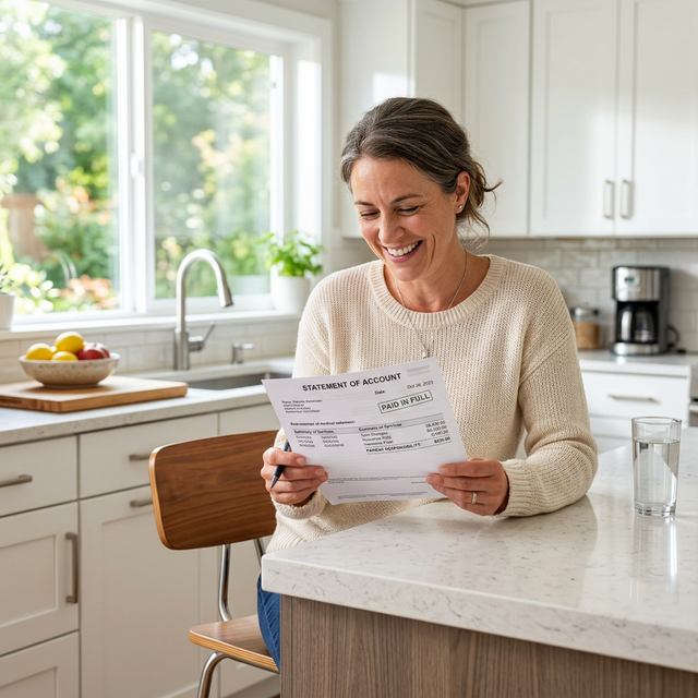 Patient reviewing medical bill